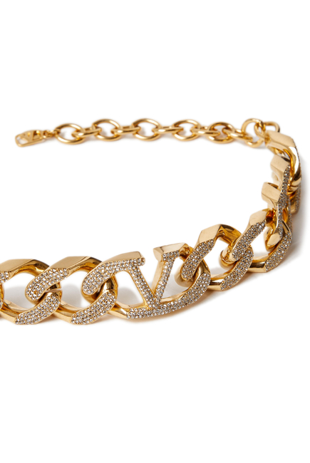  Vlogo Chunky Chain Necklace, Metal & Swarovski Crystal